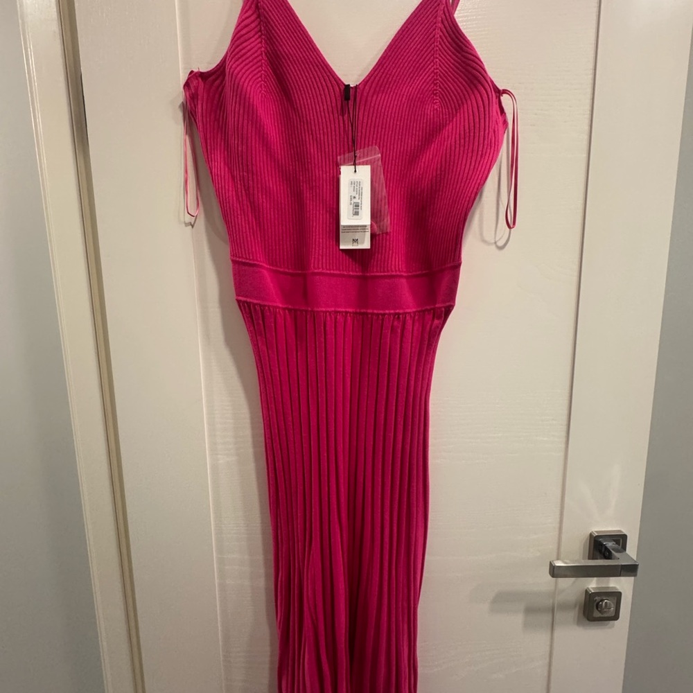 Milly Pink Ribbed Midi Dress